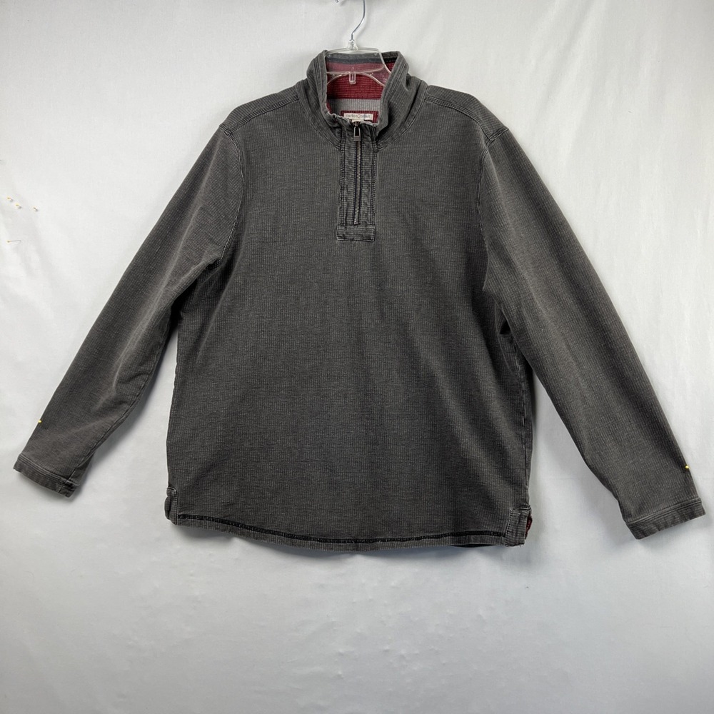 Carbon 2 Cobalt  1/4 Zip Men's Large Pullover Ribbed Gray Sweatshirt Casual